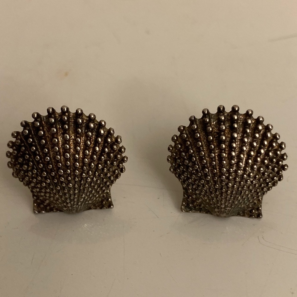 Sterling Silver Shell Stud Earrings - image 2